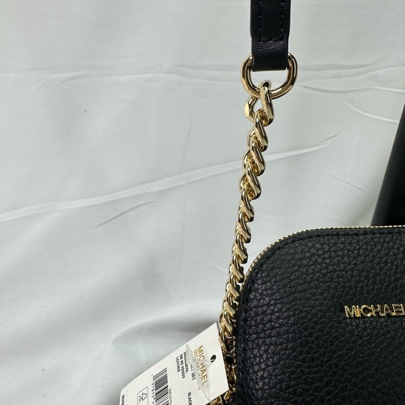 Michael Kors Mini Black Leather Crossbody Bag with Gold Accents NEW - Picture 3 of 7